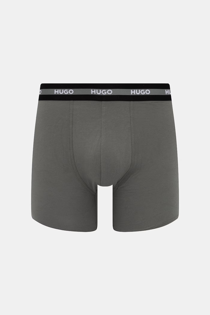 Oblečenie HUGO boxerky pánske bavlnené s elastanom BOXERBR TRIPL PLANET 50534694 sivá