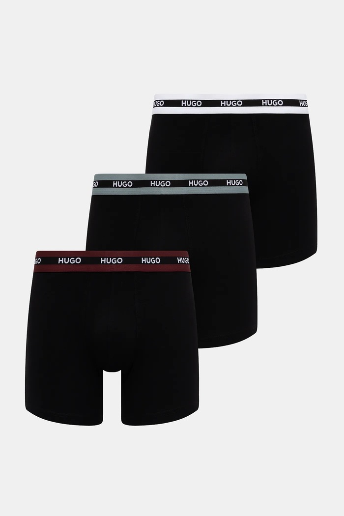 HUGO Boxeri bărbați din bumbac cu elastan BOXERBR TRIPL PLANET boxeri negru 50534694