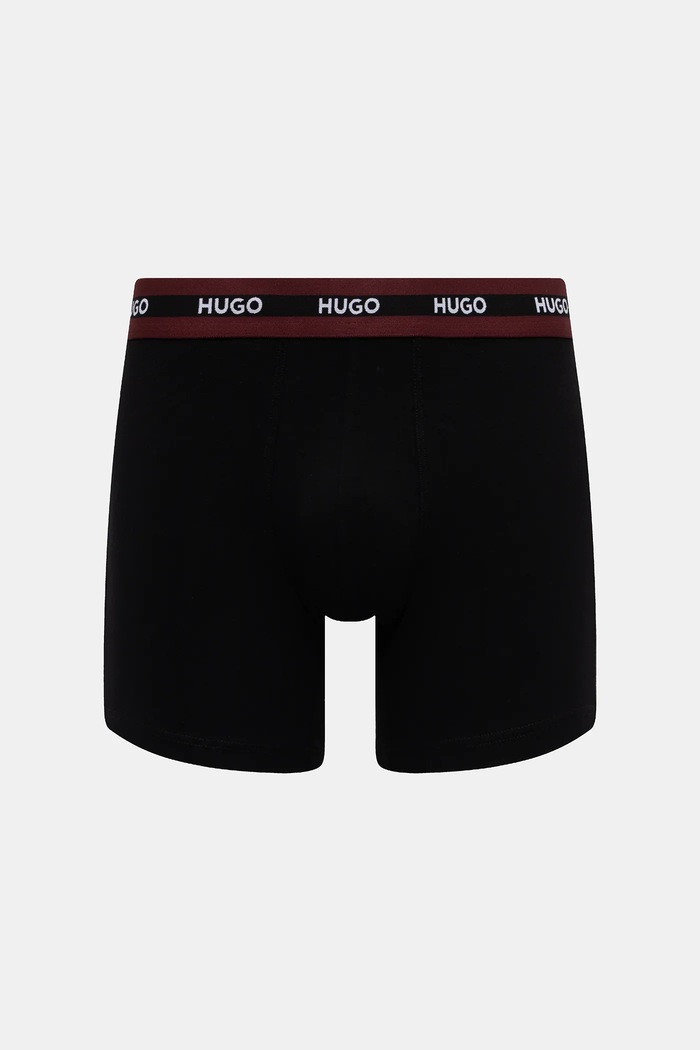 HUGO Boxeri bărbați din bumbac cu elastan BOXERBR TRIPL PLANET 50534694 negru SS26