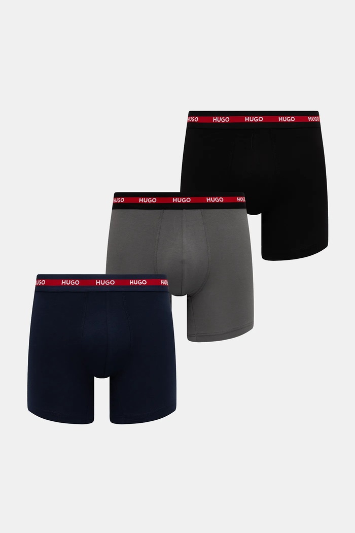HUGO Boxeri bărbați din bumbac cu elastan BOXERBR TRIPL PLANET negru 50534694