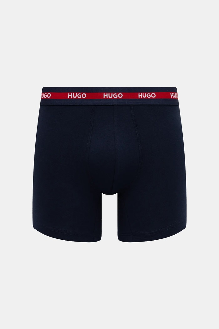 HUGO Boxeri bărbați din bumbac cu elastan BOXERBR TRIPL PLANET 50534694 negru SS26