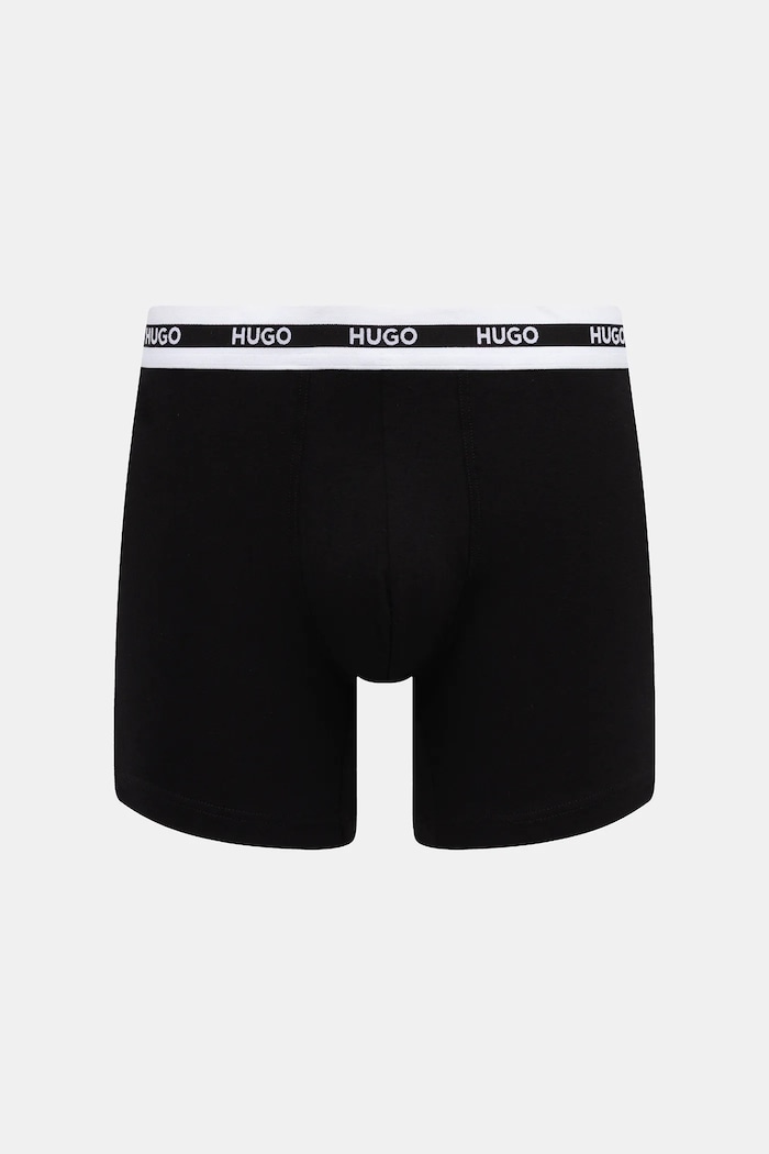 HUGO boxeri bărbați din bumbac cu elastan BOXERBR TRIPL PLANET negru 50534694