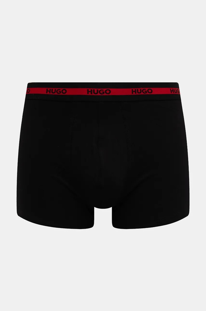 HUGO boxeri bărbați din bumbac cu elastan BOXERBR TRIPL PLANET 50534694 negru SS26