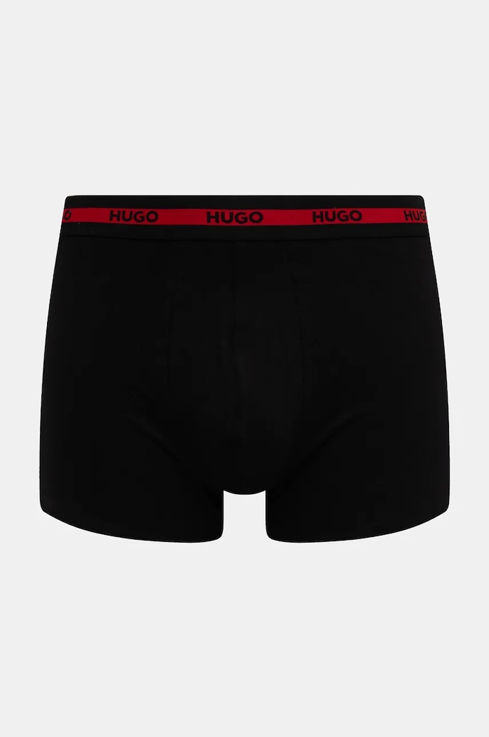 HUGO boxeri bărbați din bumbac cu elastan BOXERBR TRIPL PLANET 50534694 negru SS26