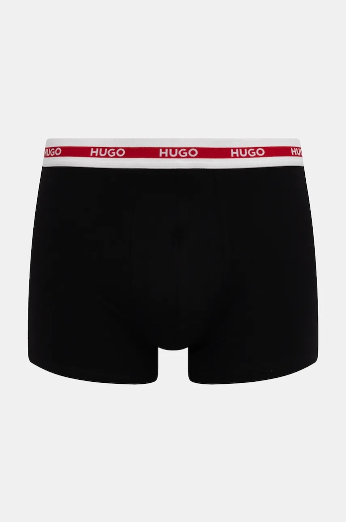 HUGO boxeri bărbați din bumbac cu elastan BOXERBR TRIPL PLANET negru 50534694