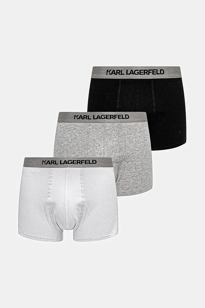 Karl Lagerfeld priliehavé boxerky pánske bavlnené s elastanom 3-pak potlač sivá A1M47020