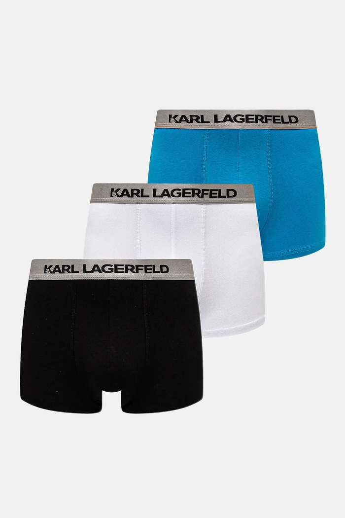 Karl Lagerfeld priliehavé boxerky pánske bavlnené s elastanom 3-pak potlač sivá A1M47020