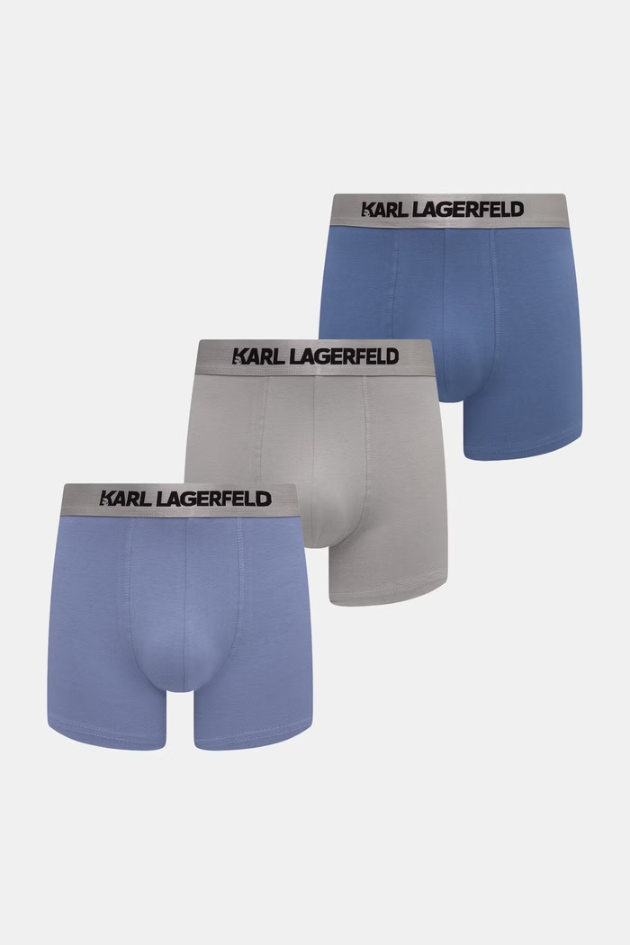 Karl Lagerfeld priliehavé boxerky pánske bavlnené s elastanom 3-pak modrá A1M47020