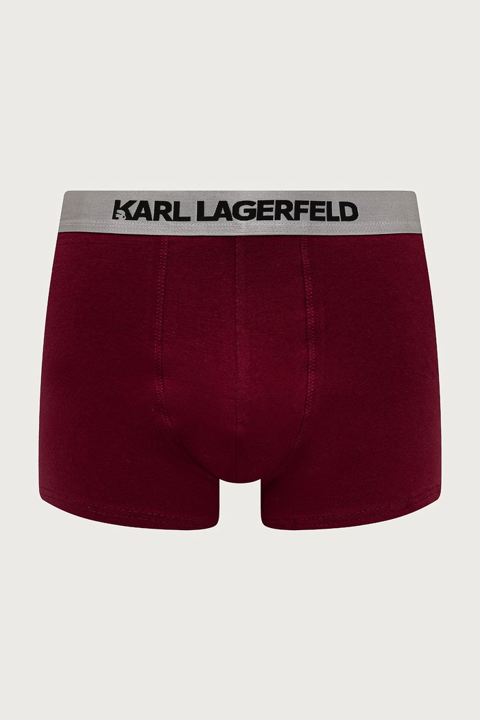 Přiléhavé boxerky pánské bavlněné s elastanem 3-pack Karl Lagerfeld A1M47020 burgundské