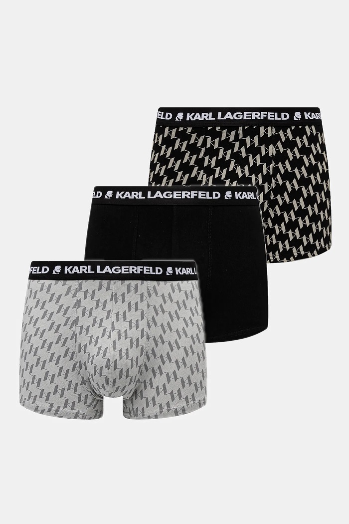 Boxerky Karl Lagerfeld 3-pak potlač čierna A1M47086