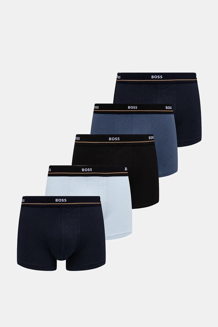 BOSS μποξεράκι ανδρικό βαμβακερό με ελαστάν Trunk 5P Essential 5-pack εφαρμοστό σορτς μπόξερ μπλε 50531660