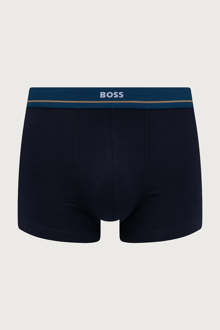 Bokserki męskie bawełniane z elastanem Trunk 5P Essential 5-pack BOSS 50531660 granatowy