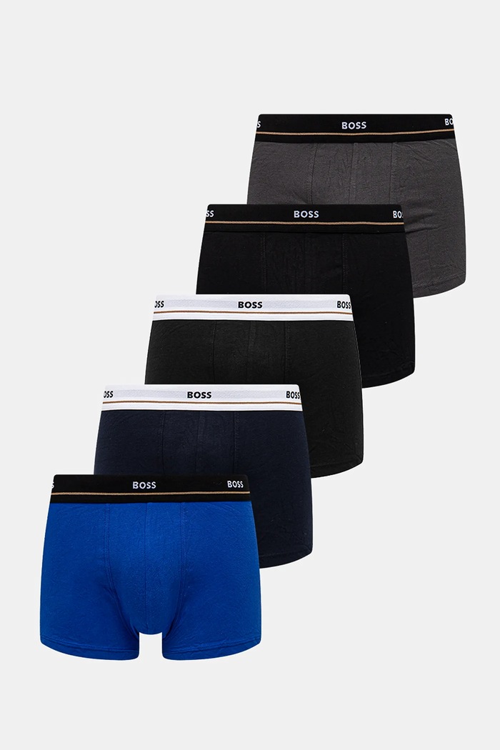 BOSS boxerky pánské bavlněné s elastanem Trunk 5P Essential 5-pack pletenina černá 50531660