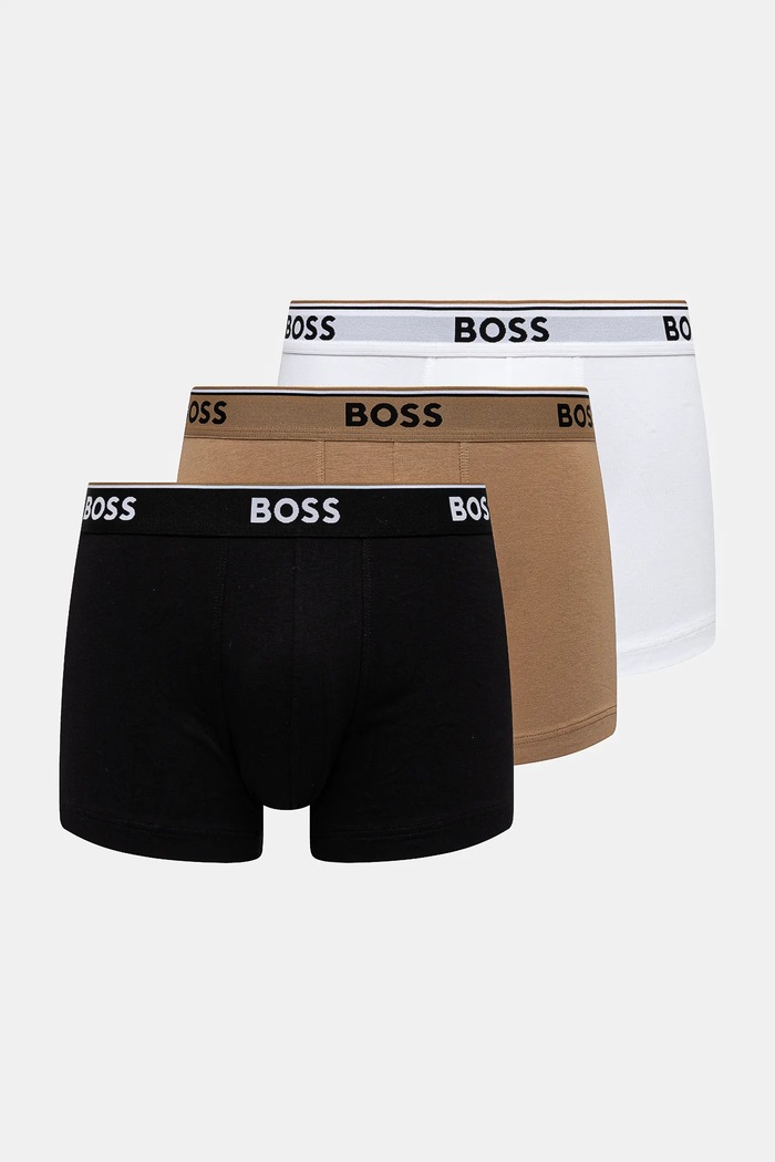 Boxerky BOSS Trunk 3P Power 3-pack pletenina bílá 50531684