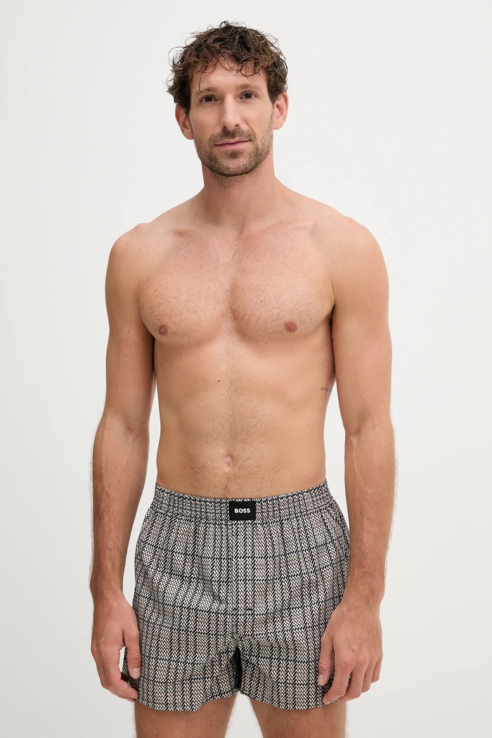 BOSS boxeri lejeri bărbați din bumbac 2P Boxer S. CW Peach pachet de 2 negru 50515464