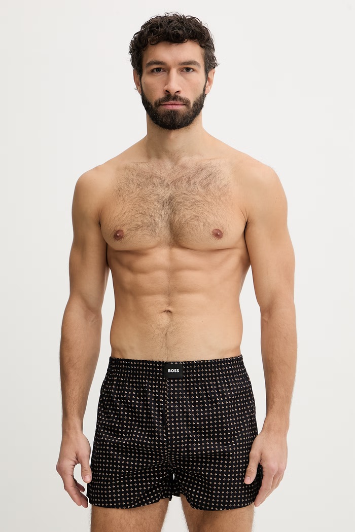 BOSS voľné boxerky pánske bavlnené 2P Boxer S. CW Peach 2-pak jednofarebný čierna 50515464