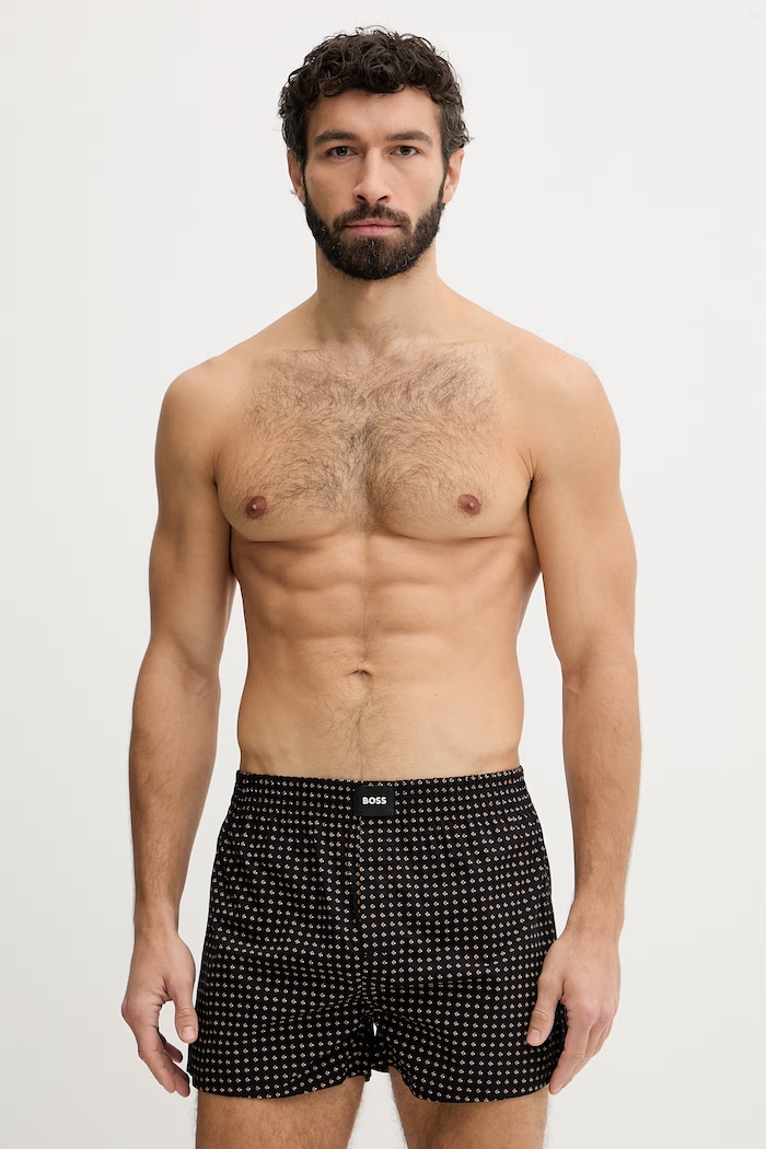 BOSS voľné boxerky pánske bavlnené 2P Boxer S. CW Peach 2-pak jednofarebný čierna 50515464