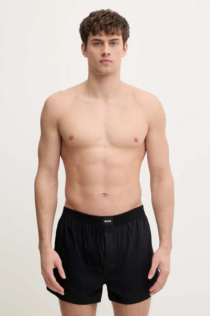 BOSS voľné boxerky pánske bavlnené 2P Boxer S. CW Peach 2-pak jednofarebný čierna 50515464