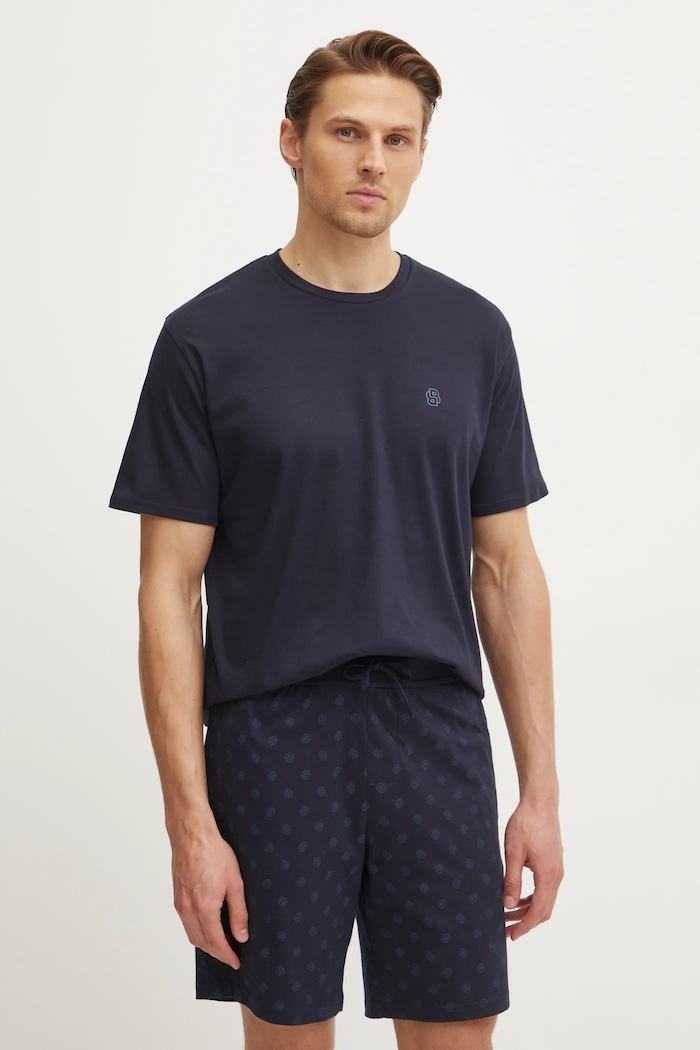 BOSS tricou loungewear bărbătesc din bumbac print bleumarin 50535741