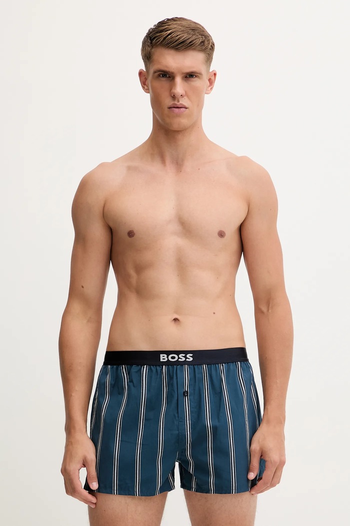 BOSS Boxeri bărbați din bumbac 2P Boxer Shorts EW pachet de 2 albastru 50535781
