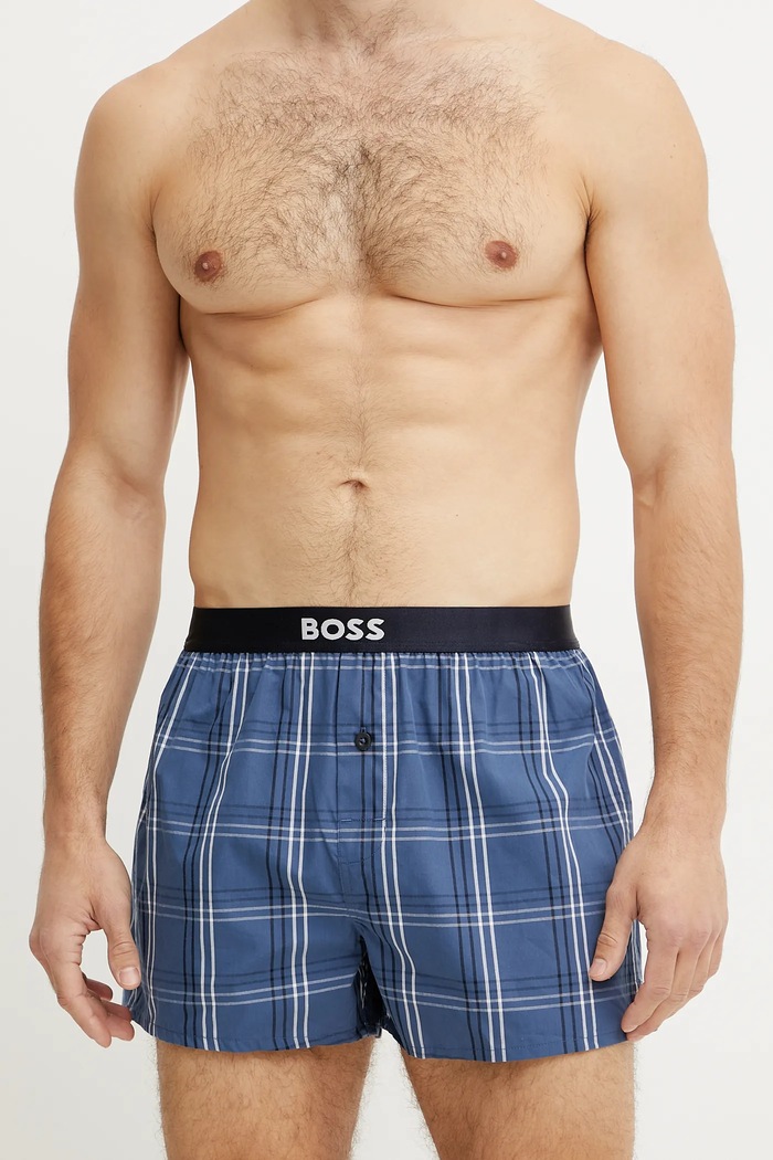 BOSS boxeri bărbați de bumbac 2P Boxer Shorts EW pachet de 2 50535781 albastru SS26