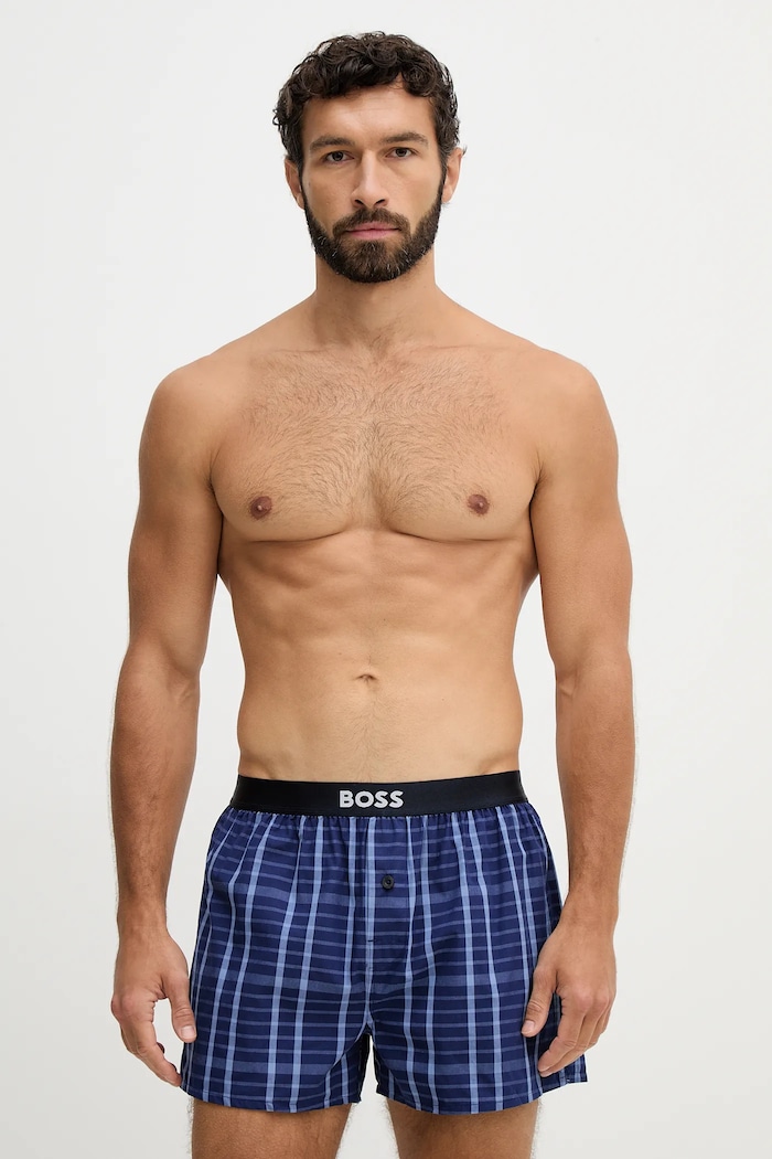 BOSS boxeri bărbați bumbac 2P Boxer Shorts EW pachet de 2 uni bleumarin 50535781