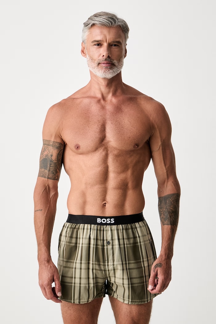 BOSS bokserki męskie bawełniane 2P Boxer Shorts EW 2-pack 50535781 zielony SS26
