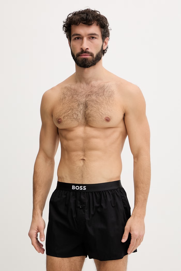 BOSS boxeri bărbați din bumbac 2P Boxer Shorts EW pachet de 2 uni verde 50535781