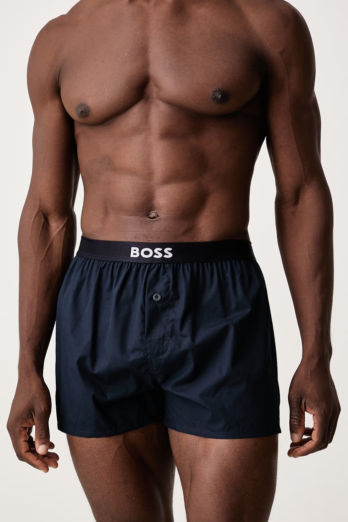 Odzież BOSS Bokserki męskie bawełniane 2P Boxer Shorts EW 2-pack 50535781 brązowy