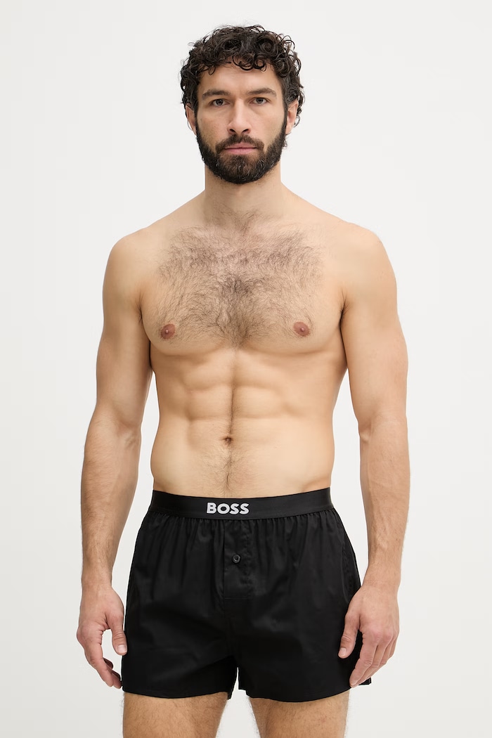 BOSS boxeri bărbați din bumbac 2P Boxer Shorts EW pachet de 2 gri 50535781