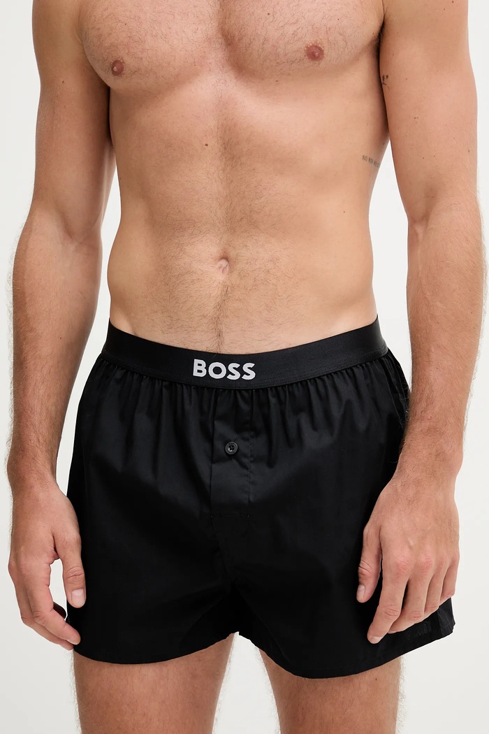 BOSS Boxeri bărbați de bumbac 2P Boxer Shorts EW pachet de 2 negru 50535781