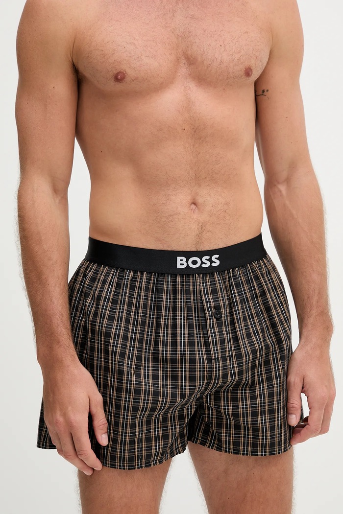 BOSS Boxeri bărbați de bumbac 2P Boxer Shorts EW pachet de 2 50535781 negru SS26