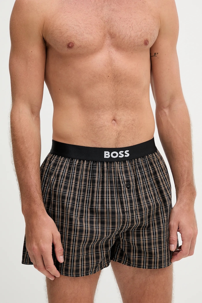 BOSS Boxeri bărbați de bumbac 2P Boxer Shorts EW pachet de 2 50535781 negru SS26
