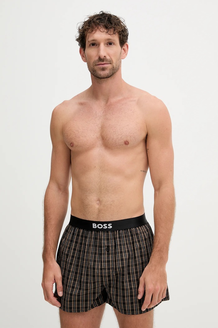 Boxeri bărbați de bumbac 2P Boxer Shorts EW pachet de 2 BOSS 50535781 negru