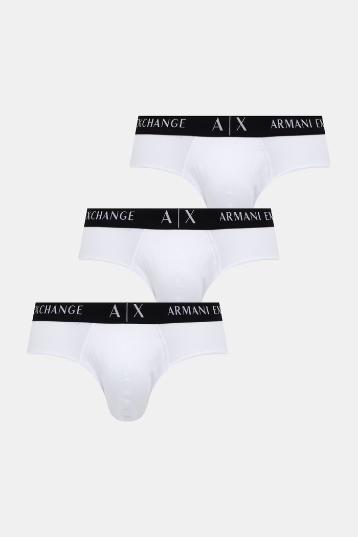Armani Exchange slipy pánske bavlnené s elastanom 3-pak biela XM000870.AF13682.NOS