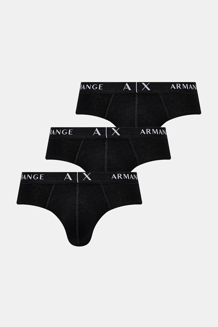 Slip gaćice Armani Exchange 3-pack pletivo crna XM000870.AF13682.NOS