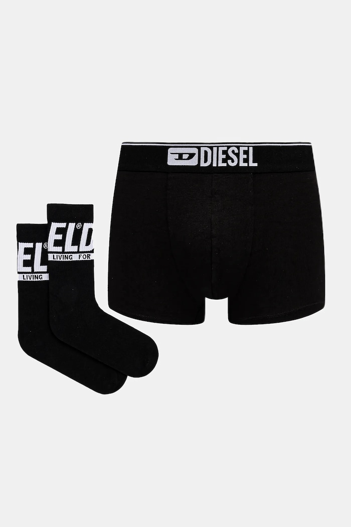 Boxerky a ponožky Diesel KIT-D-CLASSIC Kit Underwear pletenina čierna A17898.0SKBA