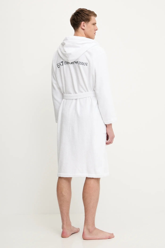 EA7 Emporio Armani accappatoio in cotone AF14014.7M000441 bianco AW25