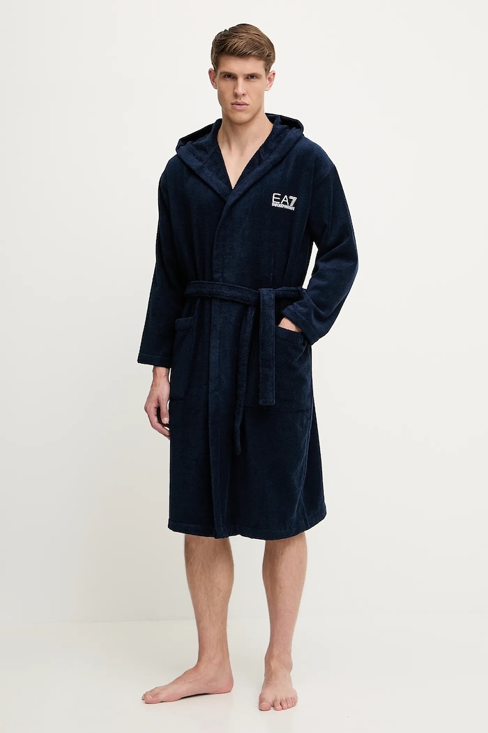 Bavlnený župan EA7 Emporio Armani bavlna tmavomodrá AF14014.7M000441