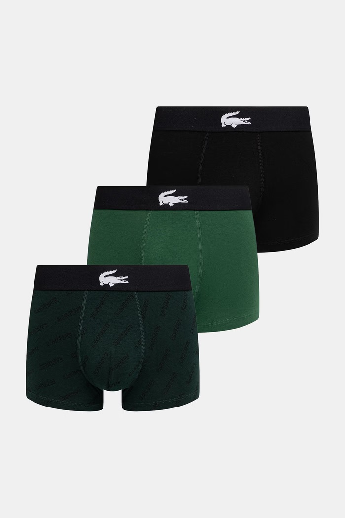 Lacoste boxerky pánske bavlnené s elastanom 3-pak čierna 5H1288