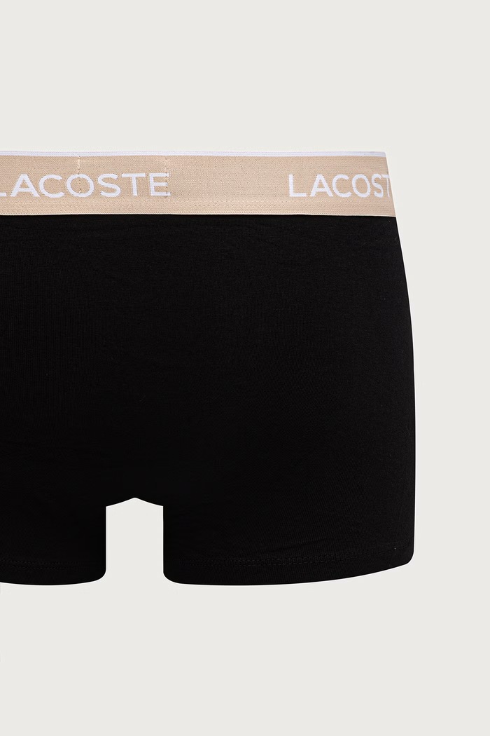 Boxer aderenti in cotone con elastan da uomo pacco da 3 Lacoste nero 5H1297