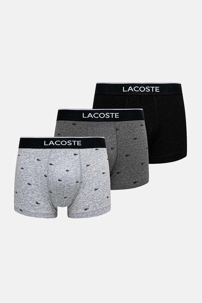 Boxerky Lacoste 3-pak jednofarebný sivá 5H1299