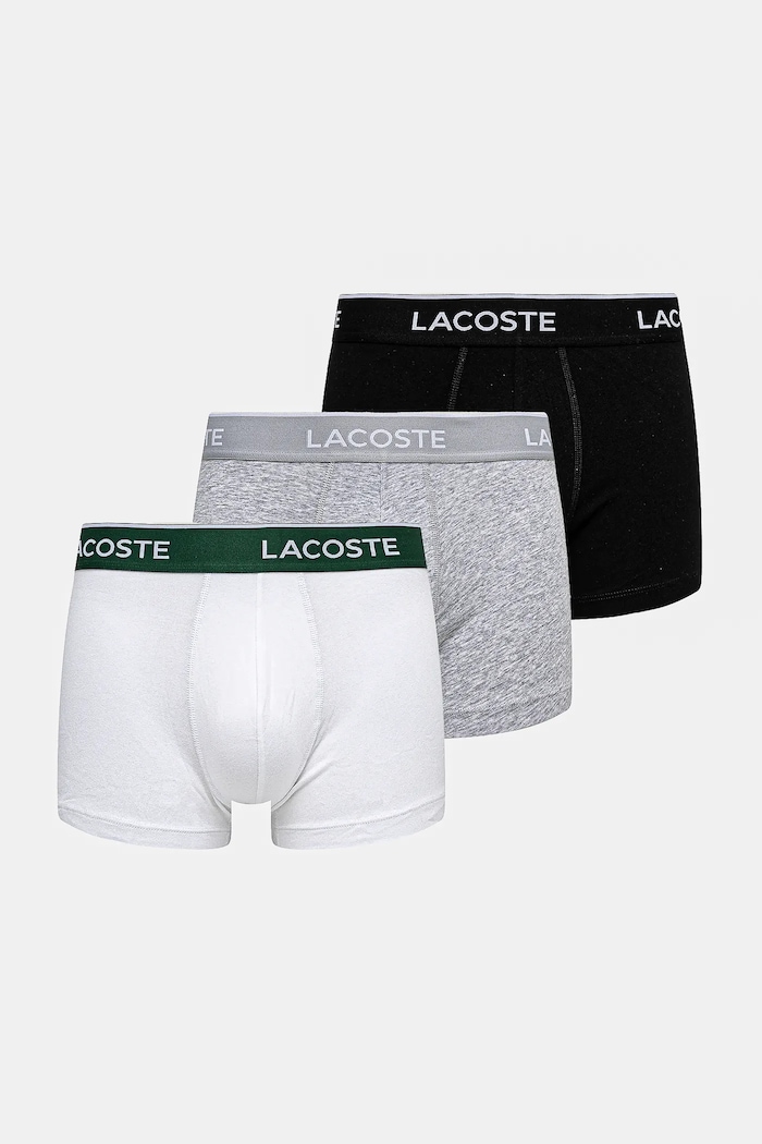 Lacoste oprijete boksarice moške bombažne z elastanom paket 3 kosov Pletenina bela 5H1300