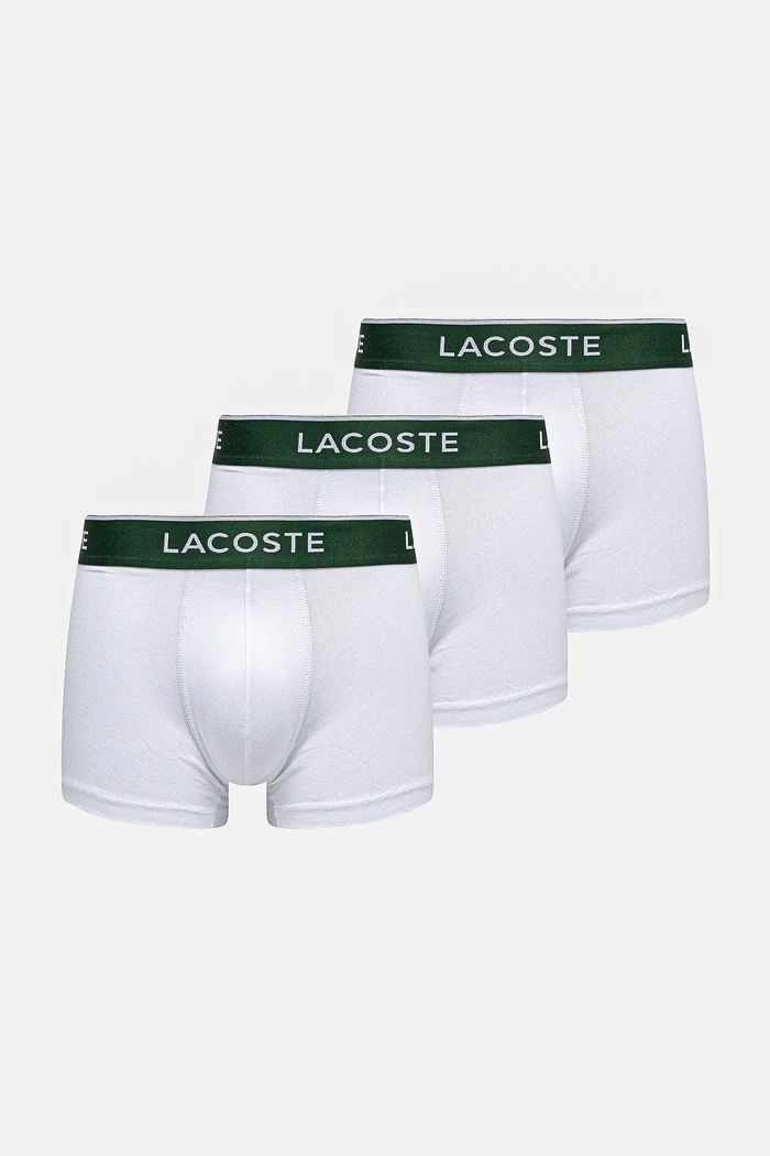 Lacoste oprijete boksarice moške bombažne z elastanom paket 3 kosov Pletenina bela 5H1300