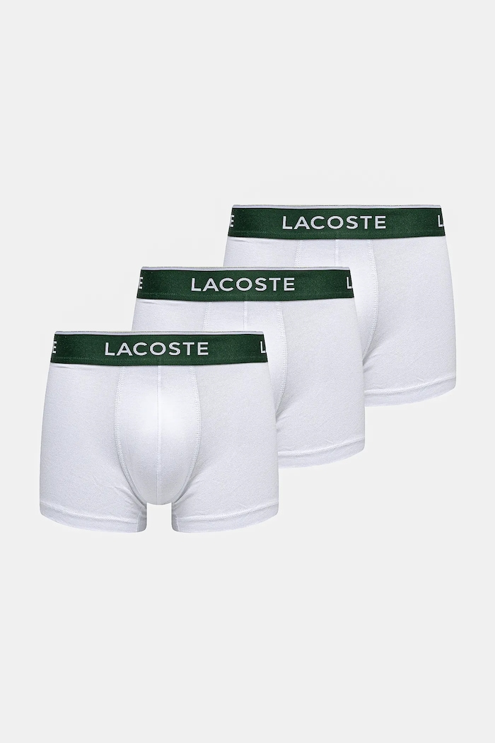 Lacoste oprijete boksarice moške bombažne z elastanom paket 3 kosov Pletenina bela 5H1300