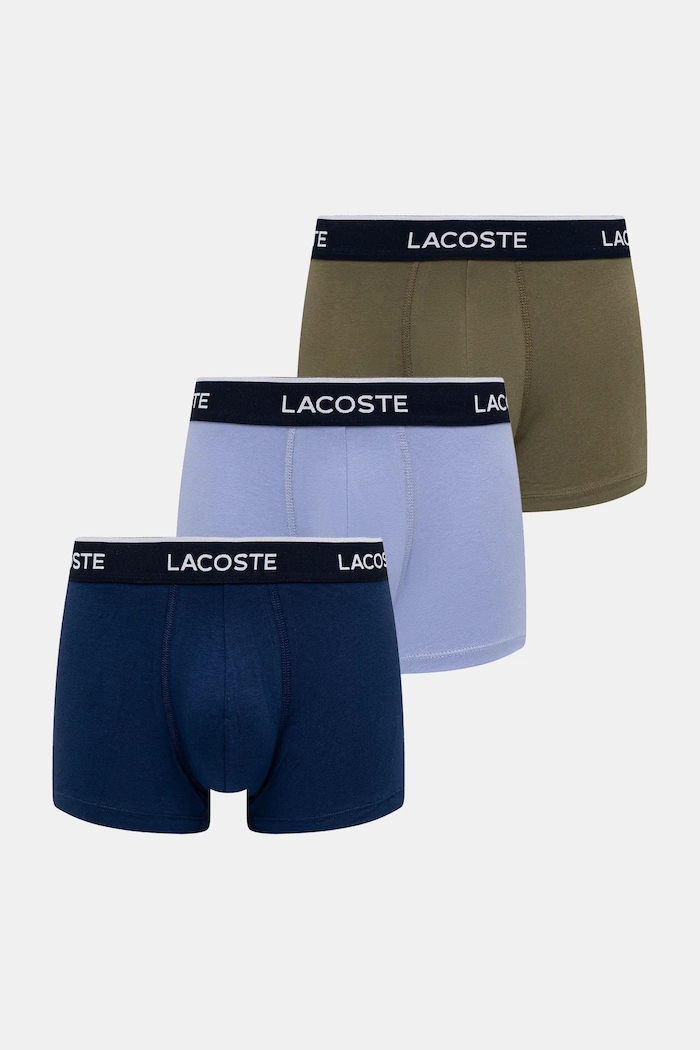 Lacoste oprijete boksarice moške bombažne z elastanom paket 3 kosov Pletenina mornarsko modra 5H1300