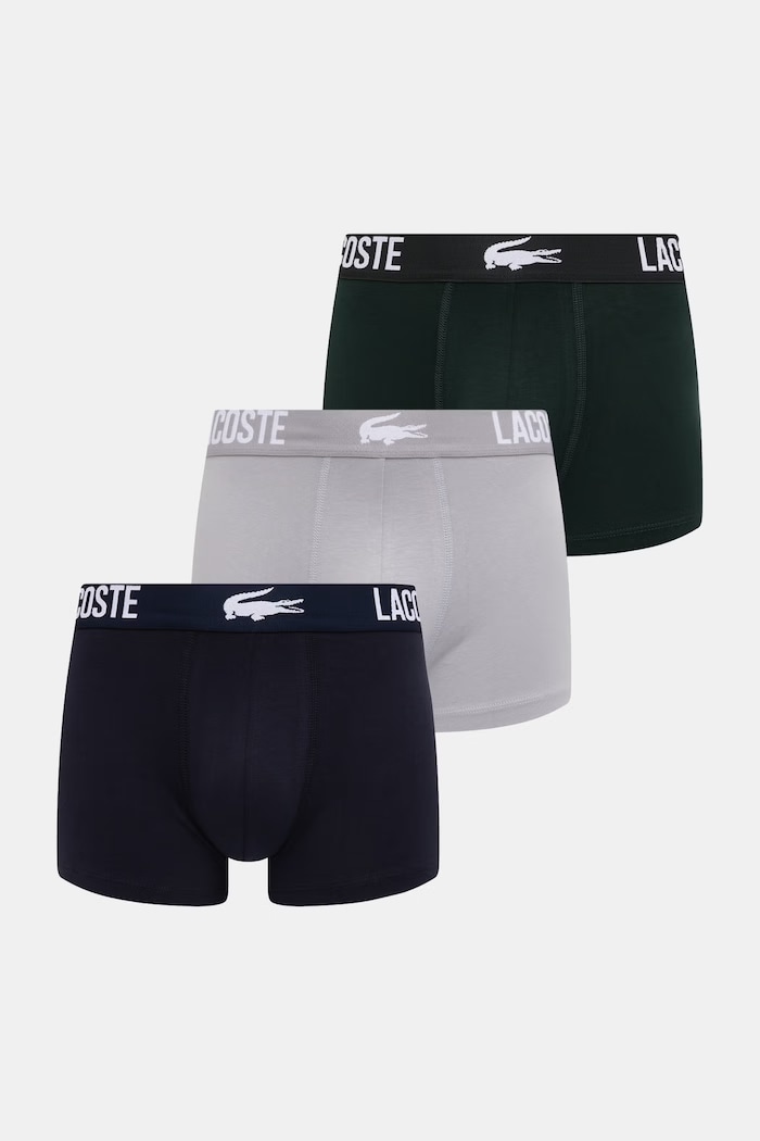 Lacoste boxeri bărbați bumbac cu elastan pachet de 3 gri 5H2393