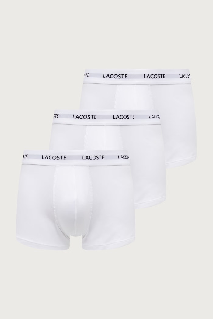 Lacoste Bokserki dopasowane męskie bawełniane z elastanem 3-pack biały 5H5150
