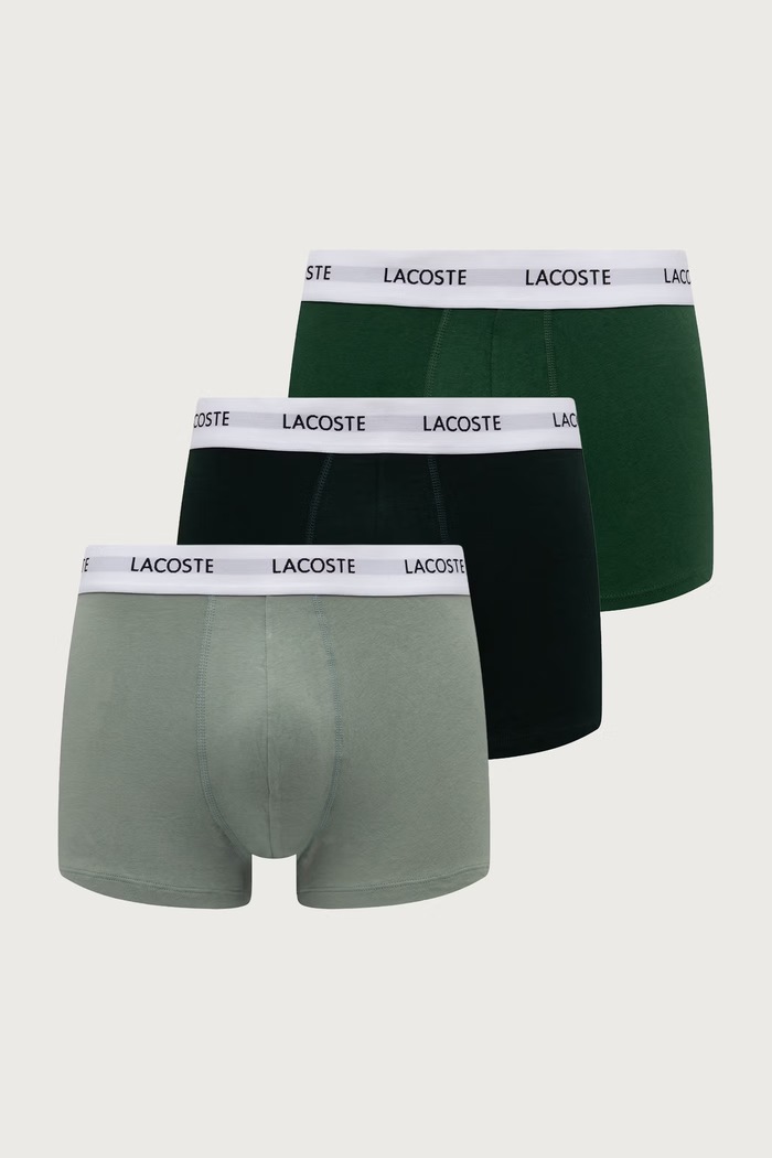 Lacoste Bokserki dopasowane męskie bawełniane z elastanem 3-pack zielony 5H5150