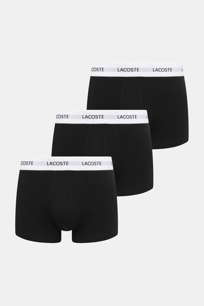 Lacoste oprijete boksarice moške bombažne z elastanom paket 3 kosov Pletenina črna 5H5150